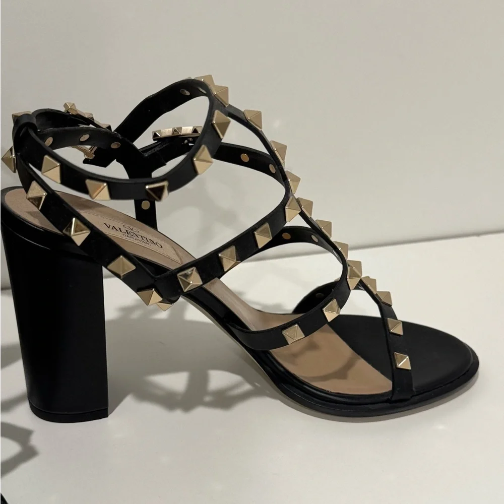 Valentino Black Heels ROCKSTUD ANKLE STRAP SANDAL 90 MM - Picture 6 of 11